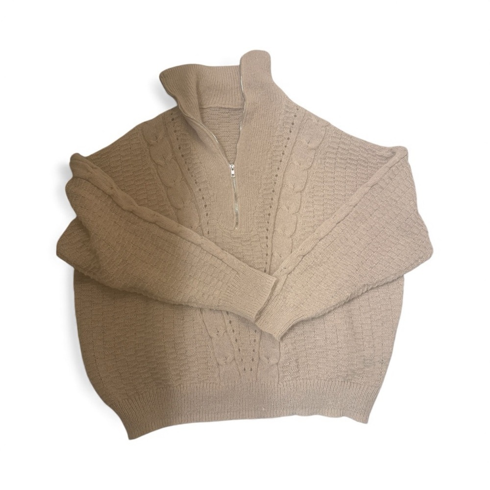 SHEIN Tan Cable Knit Turtleneck Sweater